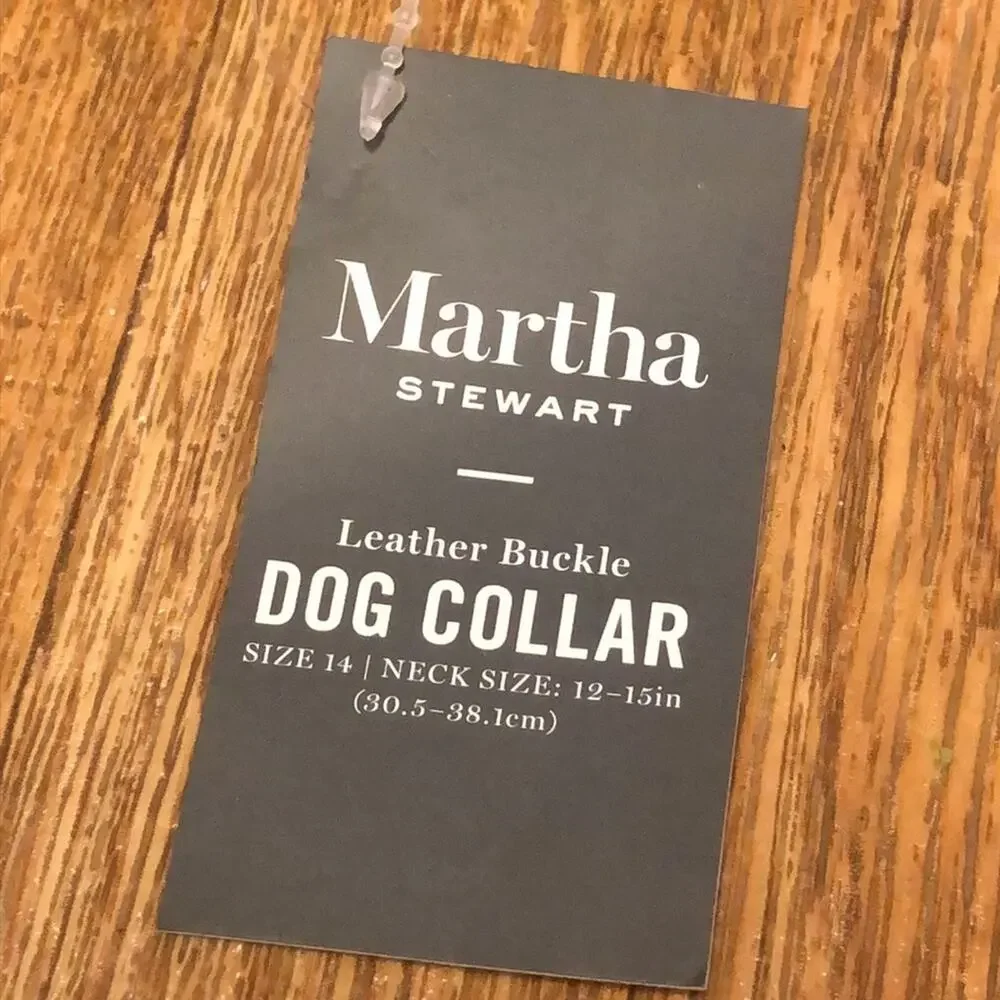 Martha Stewart Black and Silver Leather Buckle Dog Collar Size 14